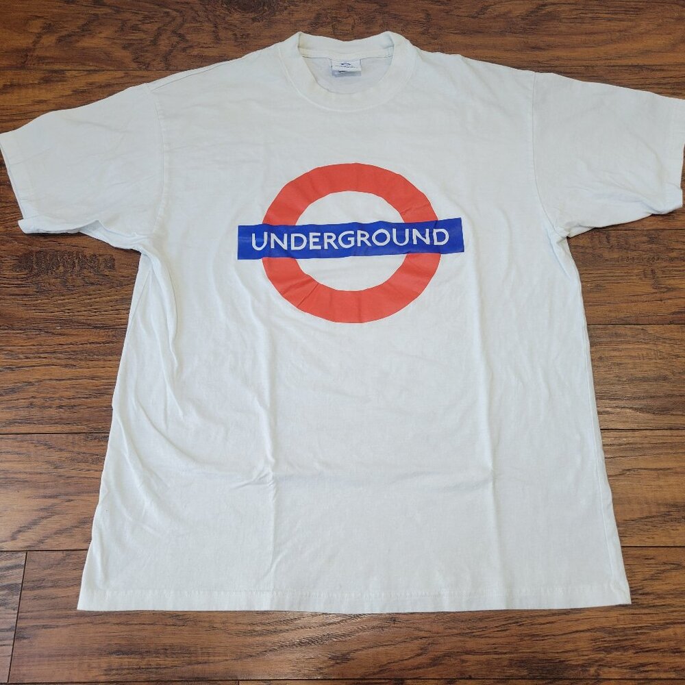 Vintage OFFICIAL UK London Underground Metro Logo White T-Shirt sz XL EUC Travel
